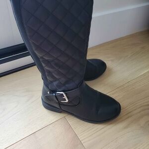Girls Black Quilted Riding Boots